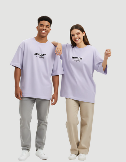 Unisex Terry Oversized Tee – Drop Shoulder, 260 GSM Cotton Blend, “Mindset is Everything” Print