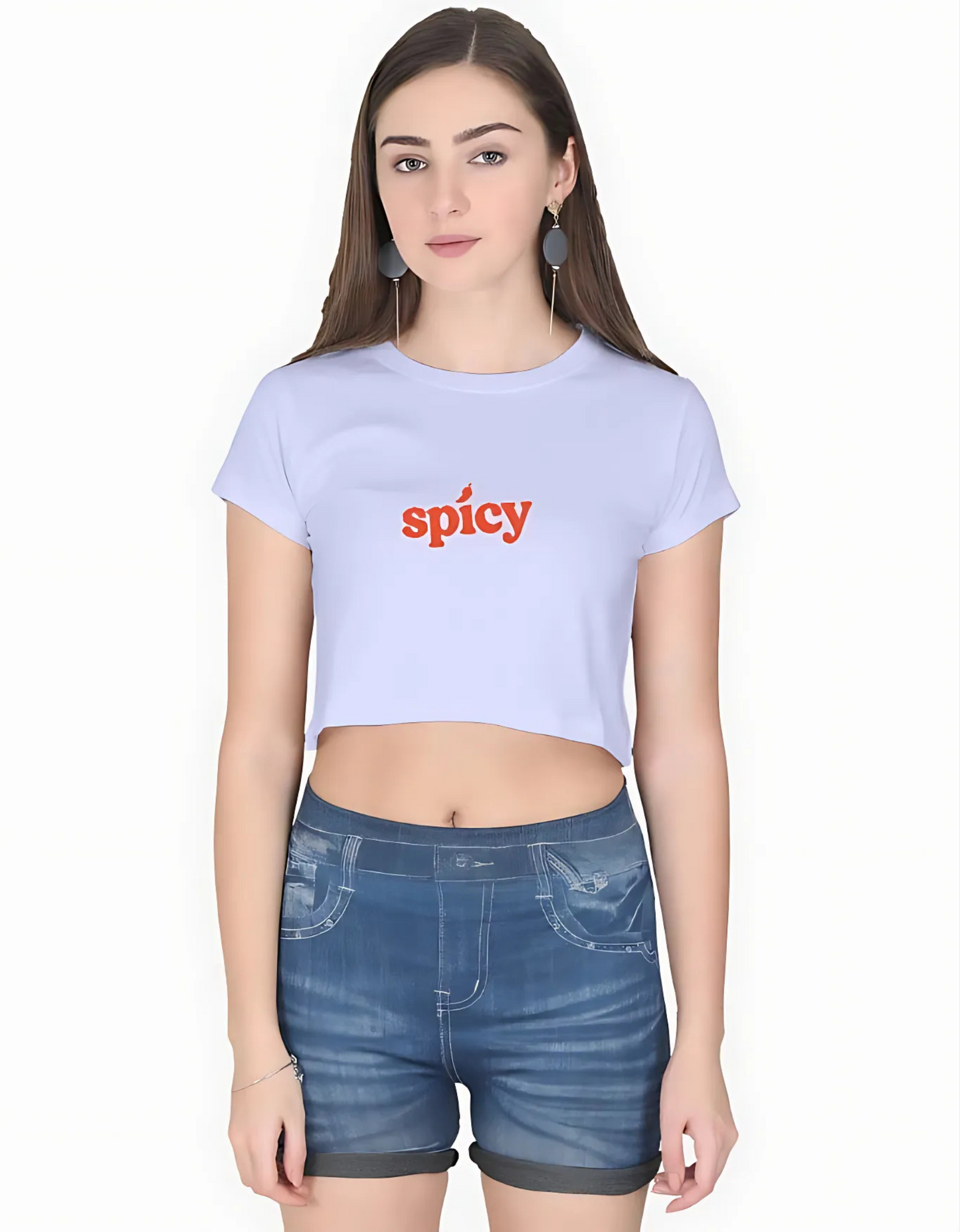 Spicy Printed Women’s Cotton Crop Top – Trendy Casual Wear | 180 GSM Bio-Washed