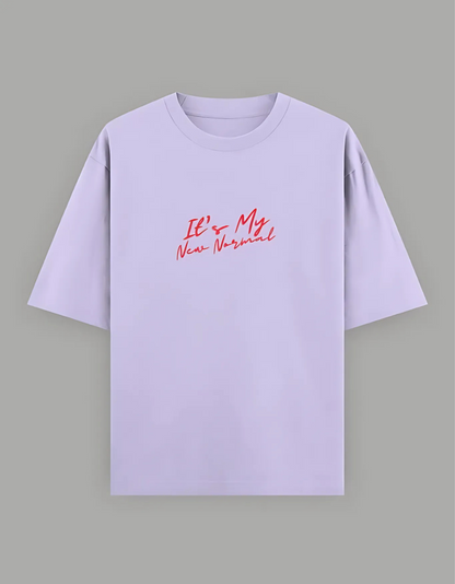 Unisex Oversized T-Shirt – “It’s My New Normal” Slogan Print | 240 GSM | 100% Super Combed Cotton | Bio-Washed | Streetwear Fit