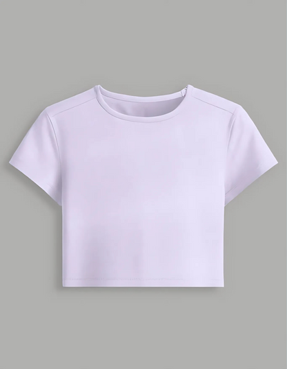 Women’s Plain Baby Tee – Stretchable Gen Z Fit | 240 GSM Cotton-Spandex, Pre-Shrunk, Bio-Washed, Breathable Fabric