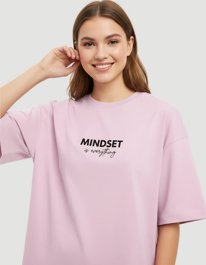 Unisex Terry Oversized Tee – Drop Shoulder, 260 GSM Cotton Blend, “Mindset is Everything” Print