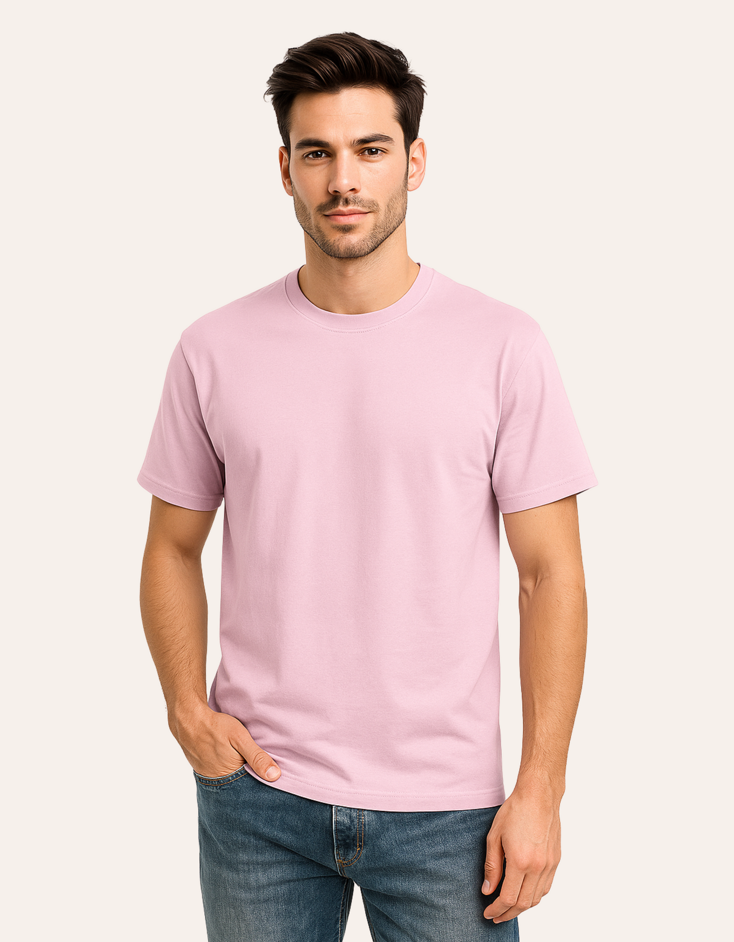 Men’s Classic Crew Neck Plain T-Shirt – 100% Cotton, Regular Fit, Premium Bio-Wash