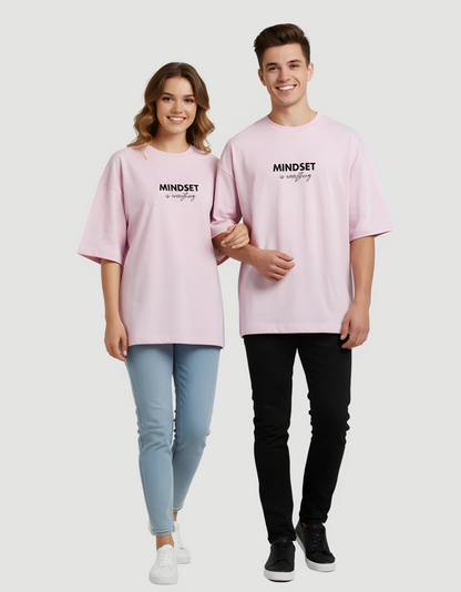 Unisex Terry Oversized Tee – Drop Shoulder, 260 GSM Cotton Blend, “Mindset is Everything” Print