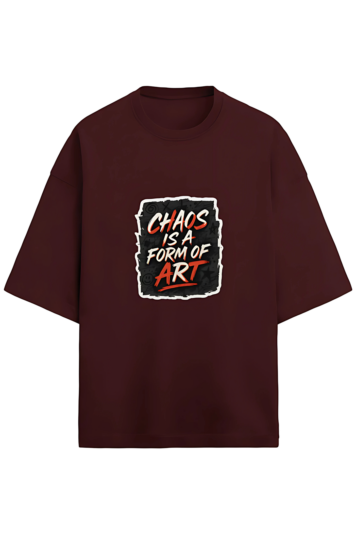 Chaos Is a Form of Art Men’s Terry Oversized T-Shirt – 280 GSM | Street Art Graphic | Cotton Poly Blend | Drop Shoulder | Unisex Fit