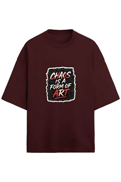 Chaos Is a Form of Art Men’s Terry Oversized T-Shirt – 280 GSM | Street Art Graphic | Cotton Poly Blend | Drop Shoulder | Unisex Fit