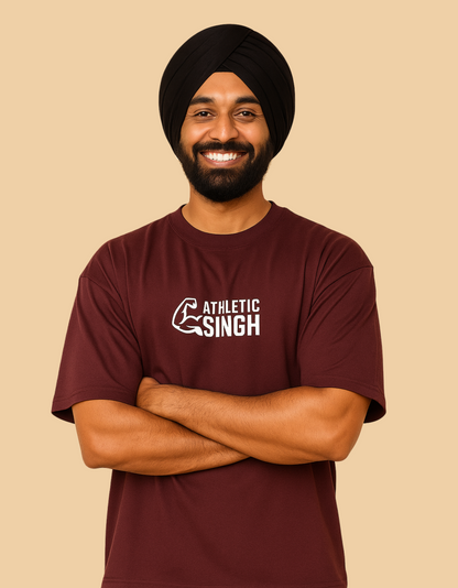 Unisex Oversized Classic T-Shirt | Athletic Singh Printed Design | 240 GSM 100% Cotton Bio-Washed