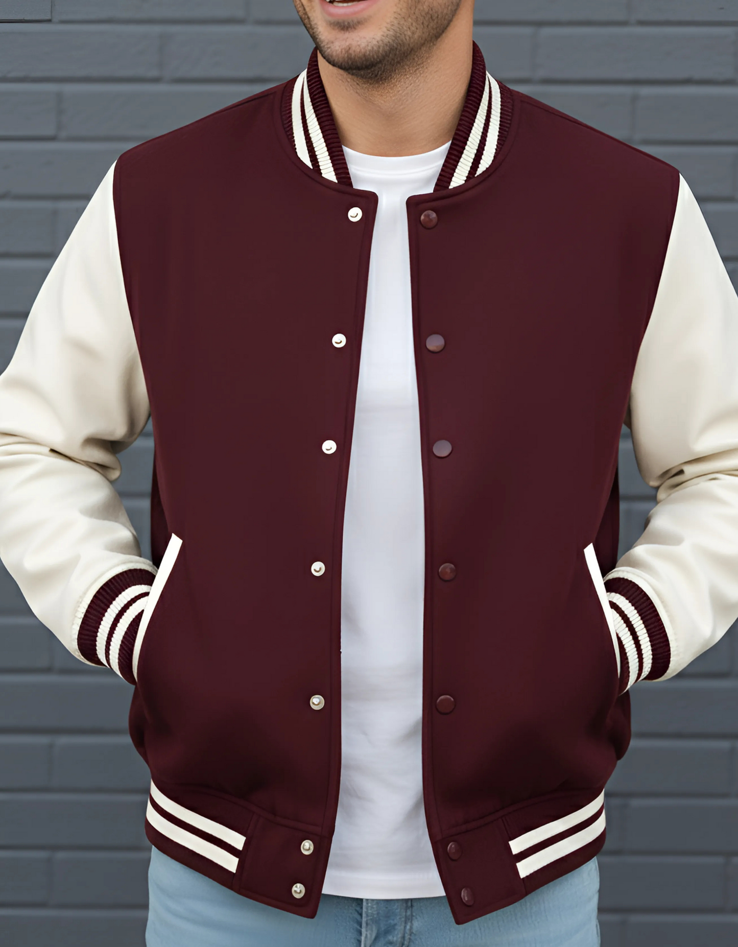 Classic Unisex Varsity Jacket | Premium 300 GSM Cotton, 100% Cotton, Pre-Shrunk, Two Front Pockets
