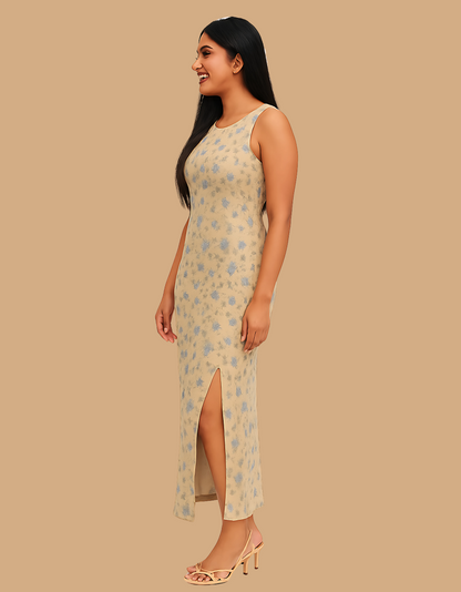 AOP Bodycon Dress for Women – Skin Fit, Side Slit, Stretchable, Breathable, Fade-Proof Print