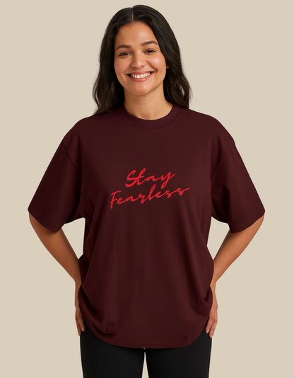 Unisex Oversized Classic T-Shirt – Stay Fearless Print | 240 GSM 100% Cotton, Bio-Washed, Super Combed