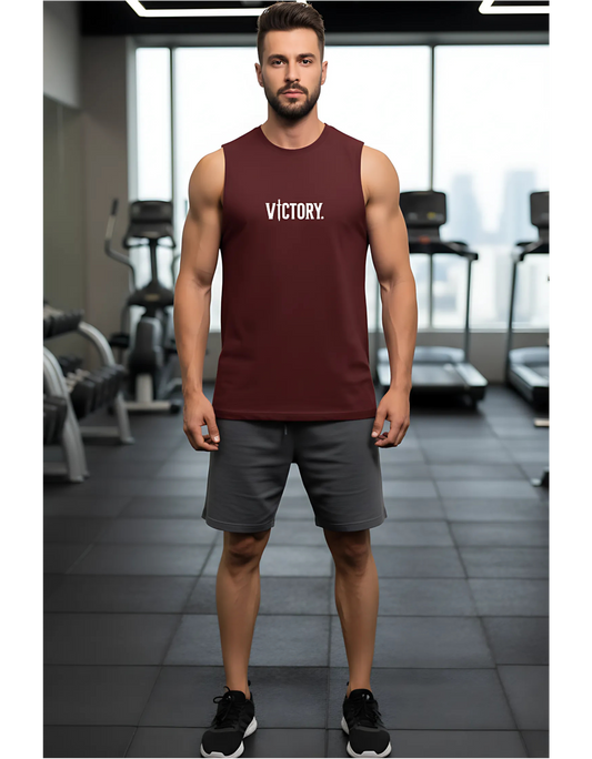 Men’s Sleeveless T-Shirt – Victory Print | 100% Cotton, Regular Fit, Bio Washed