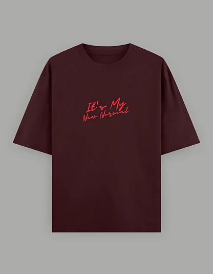 Unisex Oversized T-Shirt – “It’s My New Normal” Slogan Print | 240 GSM | 100% Super Combed Cotton | Bio-Washed | Streetwear Fit