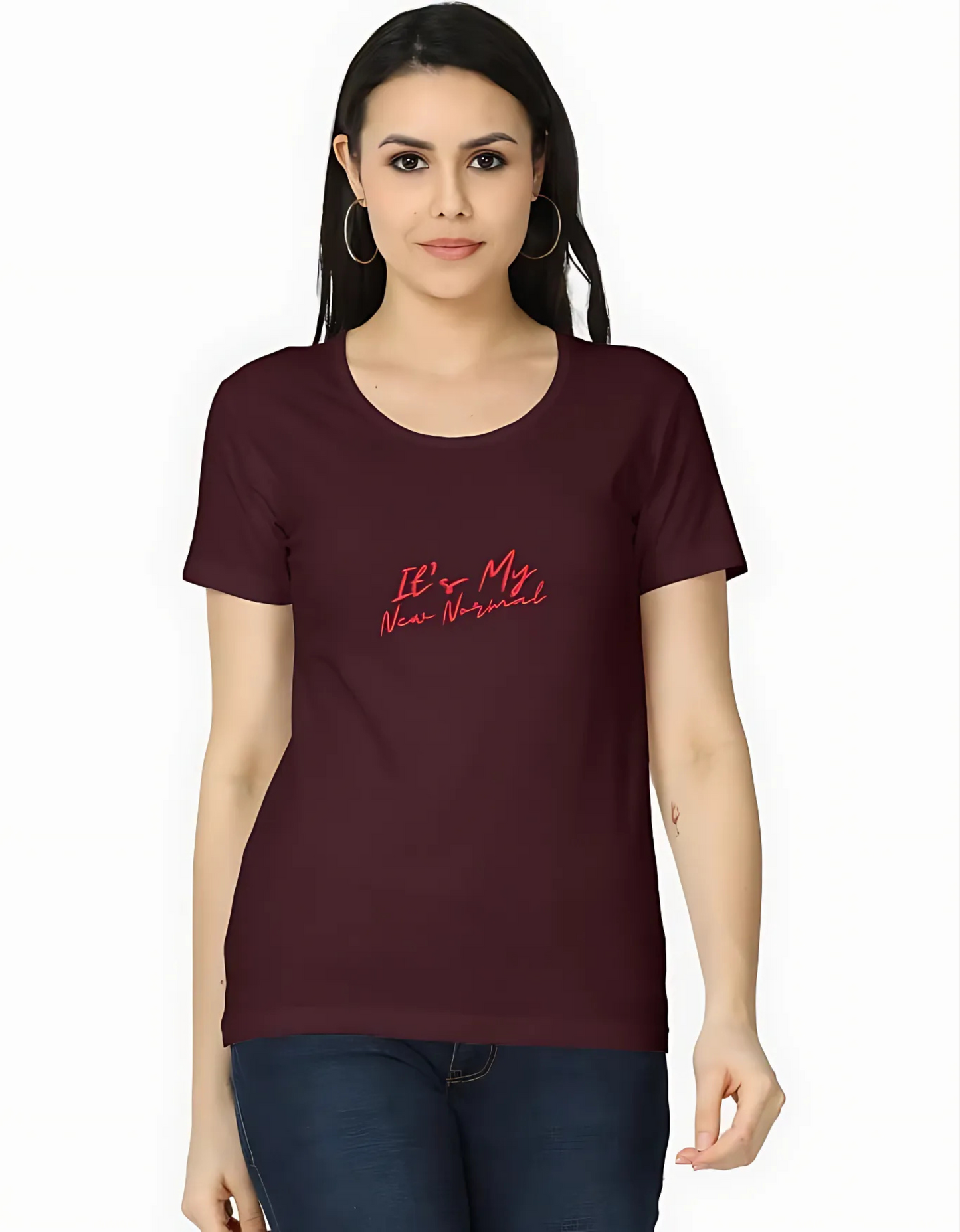 Women’s Classic Black T-Shirt – “It’s My New Normal” Graphic Print | 100% Super Combed Cotton | 180 GSM | Regular Fit