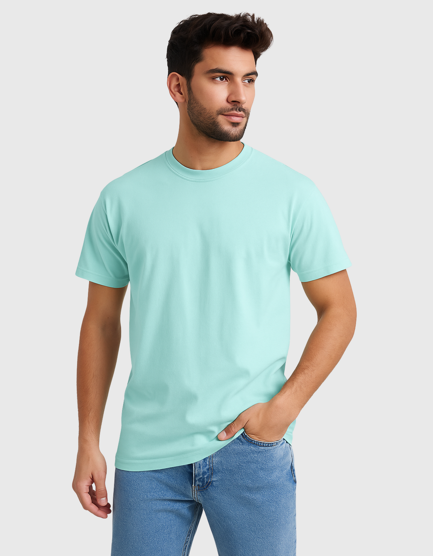 Men’s Classic Crew Neck Plain T-Shirt – 100% Cotton, Regular Fit, Premium Bio-Wash