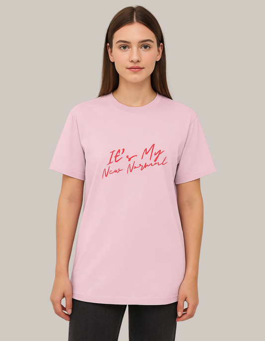 Unisex Cotton Stretch T-Shirt – “It’s My New Normal” Slogan Print | 240 GSM | Breathable | Stretchable | Bio-Washed Comfort Tee