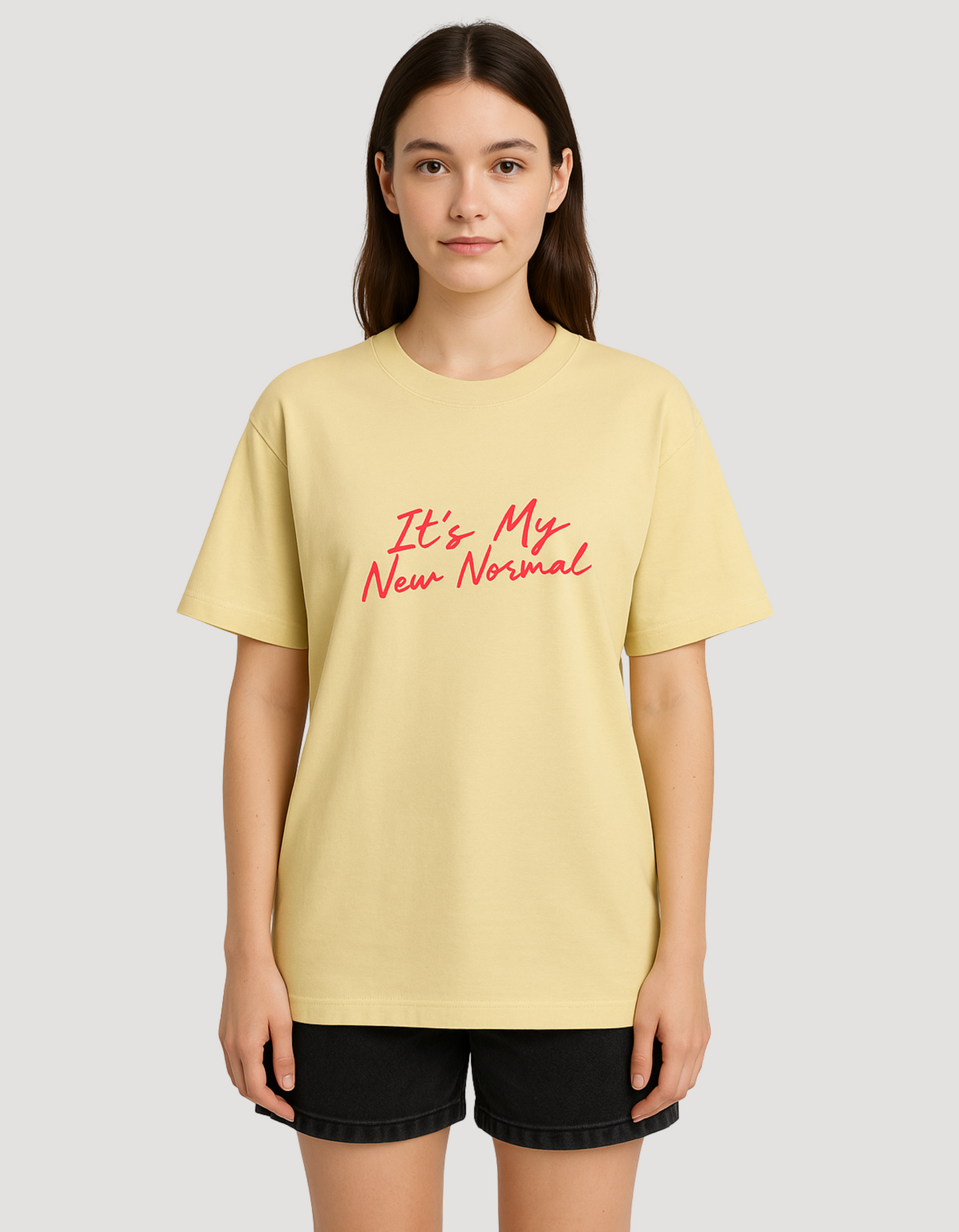 Unisex Oversized Cotton T-Shirt – 180 GSM | "It's My New Normal" Minimal Slogan Tee