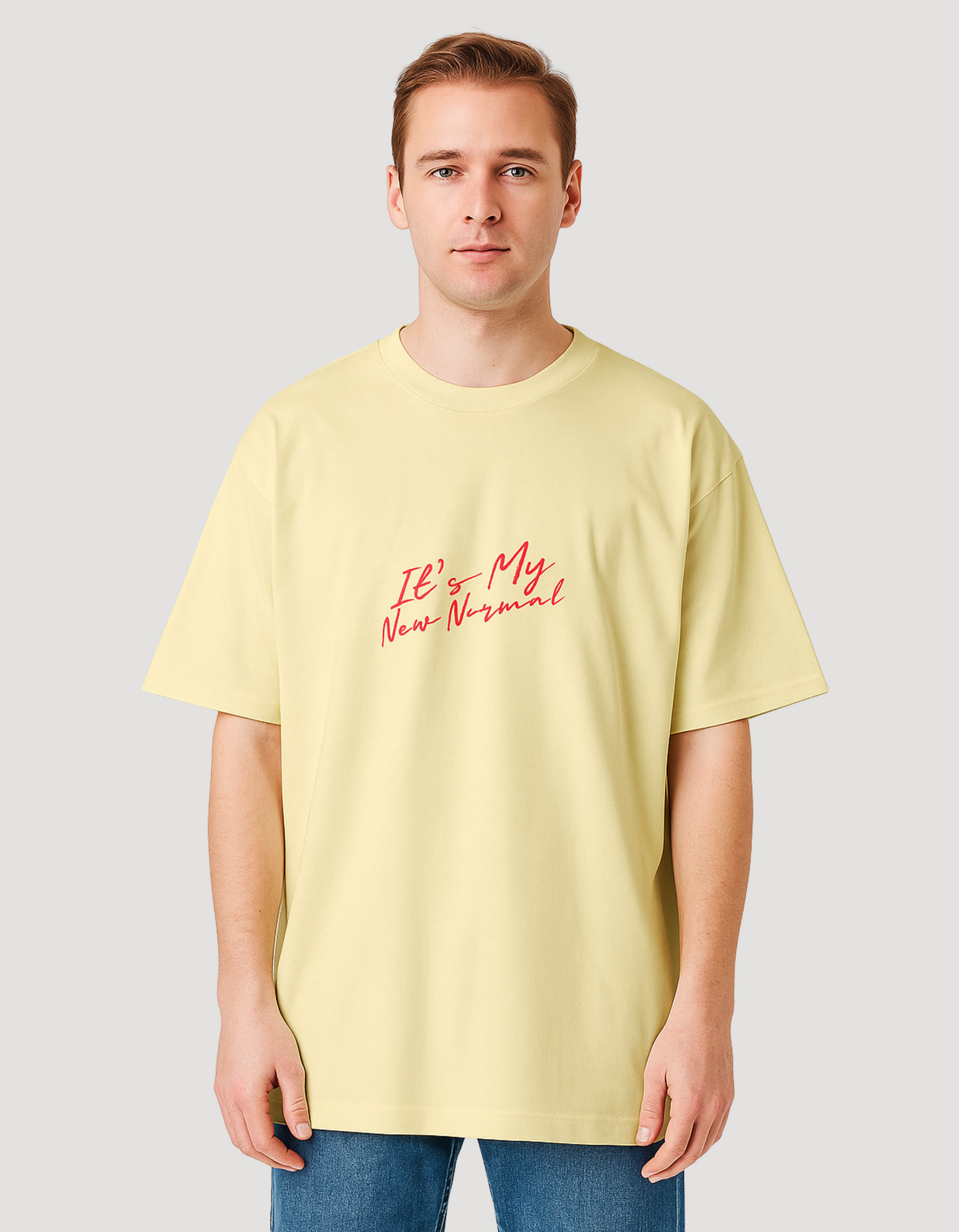 Unisex Oversized Cotton T-Shirt – 180 GSM | "It's My New Normal" Minimal Slogan Tee
