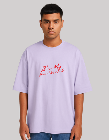 Unisex Terry Oversized T-Shirt – “It’s My New Normal” Slogan Print | 260 GSM | Cotton-Poly Blend | Drop Shoulder | Streetwear Fit