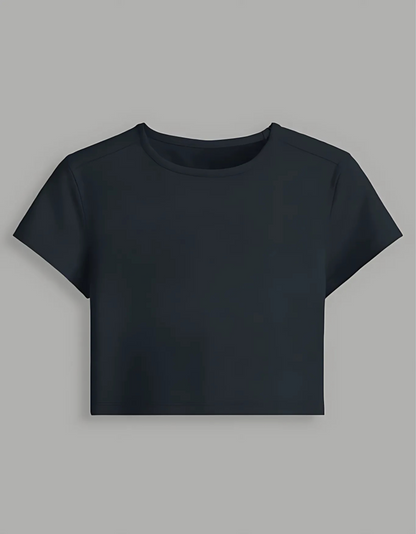 Women’s Plain Baby Tee – Stretchable Gen Z Fit | 240 GSM Cotton-Spandex, Pre-Shrunk, Bio-Washed, Breathable Fabric