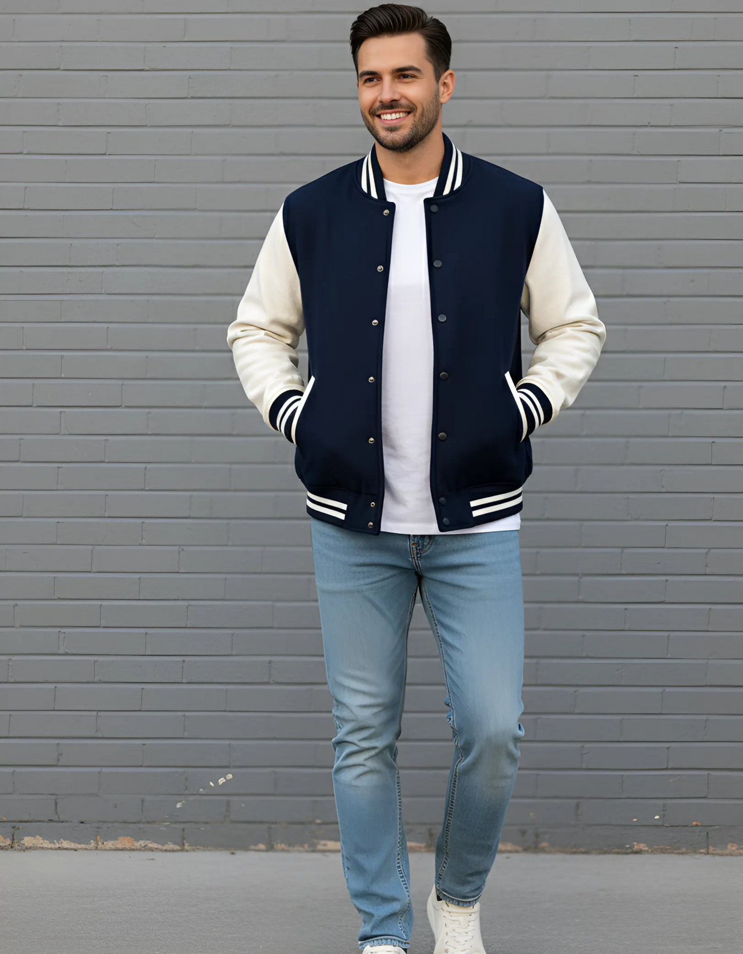 Classic Unisex Varsity Jacket | Premium 300 GSM Cotton, 100% Cotton, Pre-Shrunk, Two Front Pockets