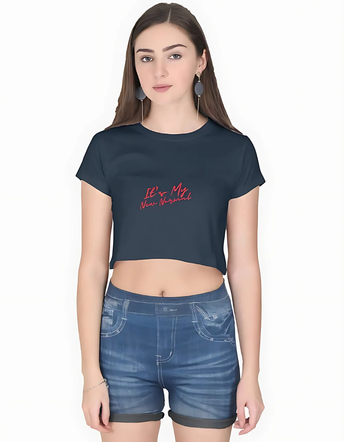 Women’s Cotton Crop Top – “It’s My New Normal” Print | 100% Super Combed Cotton | 180 GSM | Gen Z Style | Pre-Shrunk & Bio-Washed