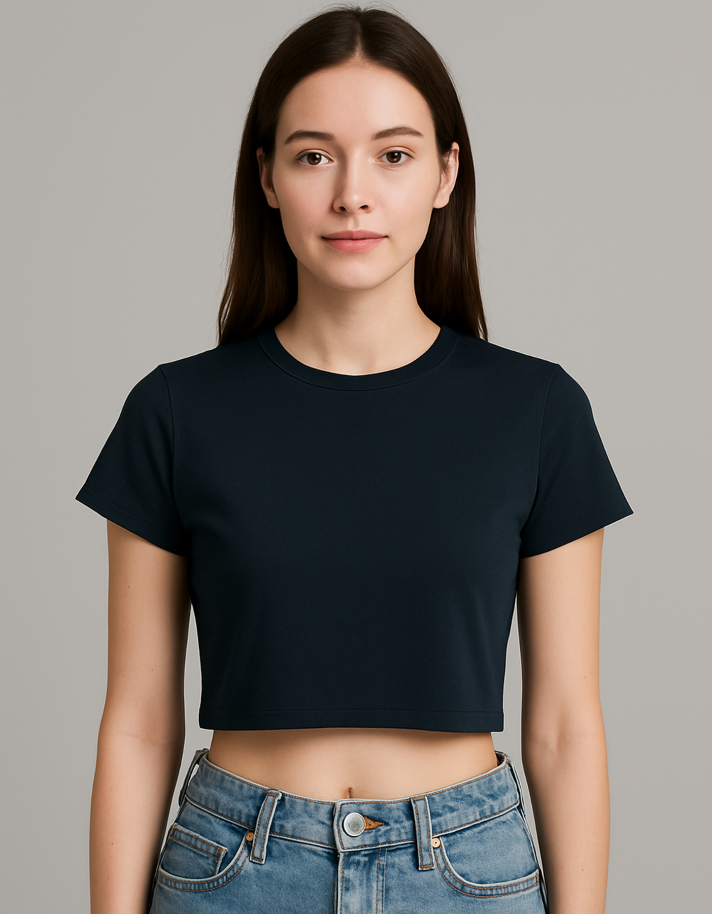 Women’s Plain Baby Tee – Stretchable Gen Z Fit | 240 GSM Cotton-Spandex, Pre-Shrunk, Bio-Washed, Breathable Fabric