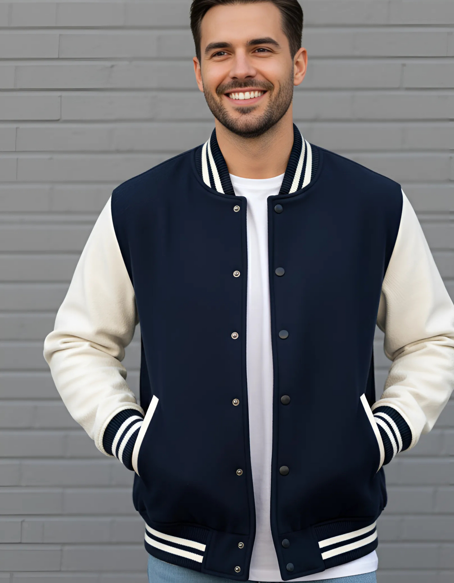 Classic Unisex Varsity Jacket | Premium 300 GSM Cotton, 100% Cotton, Pre-Shrunk, Two Front Pockets