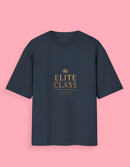 Unisex Oversized T-Shirt – “Elite Class” Premium Gold Text Design | 180 GSM, 100% Cotton, Streetwear Fit