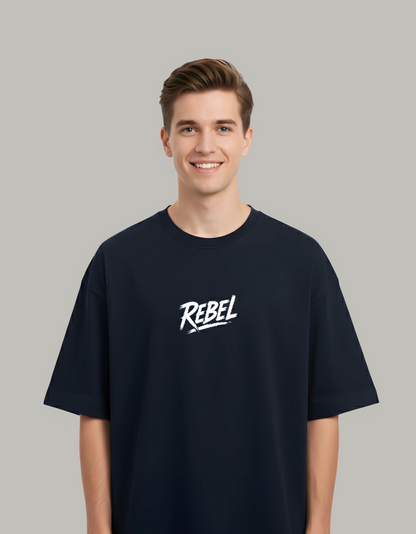 Unisex Terry Oversized Drop Shoulder T-Shirt – Rebel Graphic Print | 260 GSM Cotton Blend