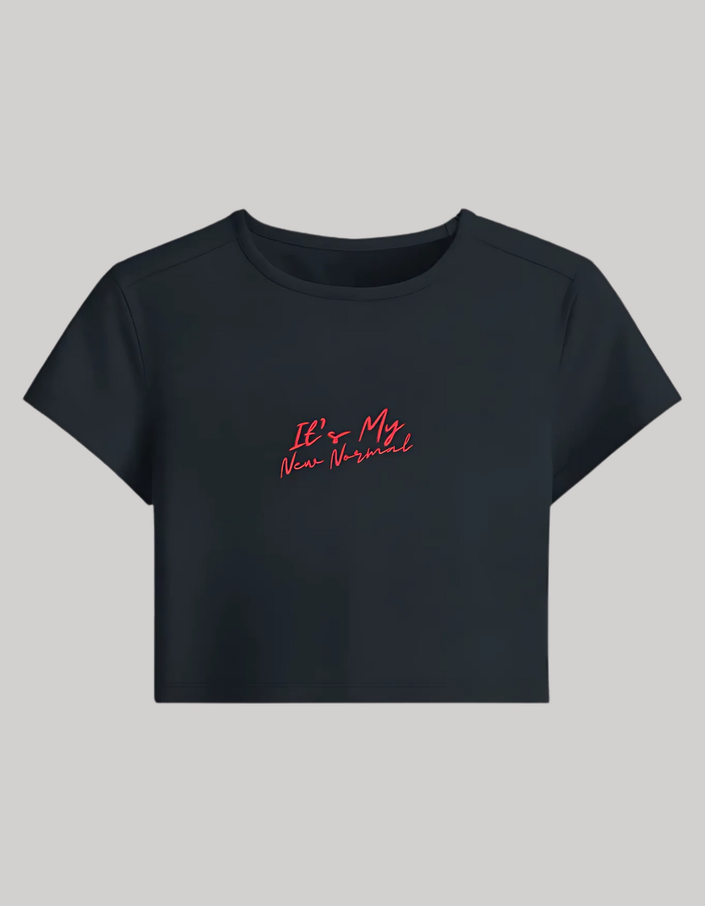 Women’s Baby Tee – “It’s My New Normal” Slogan | Stretchable Fit | 240 GSM Cotton-Spandex | Gen Z Style | Bio-Washed & Pre-Shrunk