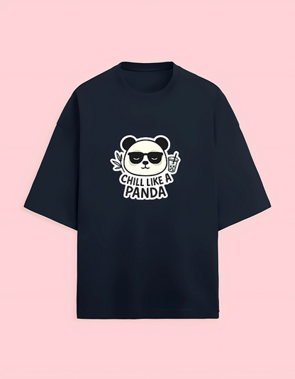 Unisex Terry Oversized T-Shirt | 280 GSM Cotton Blend | Chill Like a Panda Graphic