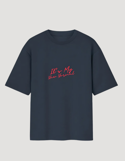 Unisex Oversized Cotton T-Shirt – 180 GSM | "It's My New Normal" Minimal Slogan Tee