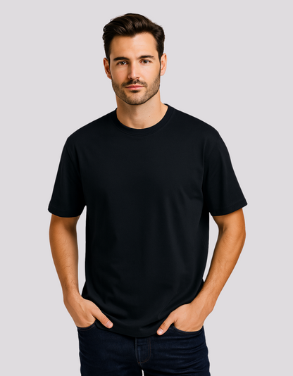 Men’s Classic Crew Neck Plain T-Shirt – 100% Cotton, Regular Fit, Premium Bio-Wash