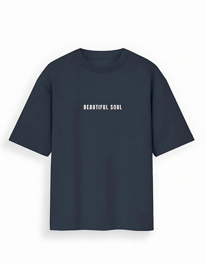 Unisex Oversized Fit 100% Cotton T-Shirt – Beautiful Soul Bold Typography Print | 180 GSM, Pre-Shrunk, Street Style Tee
