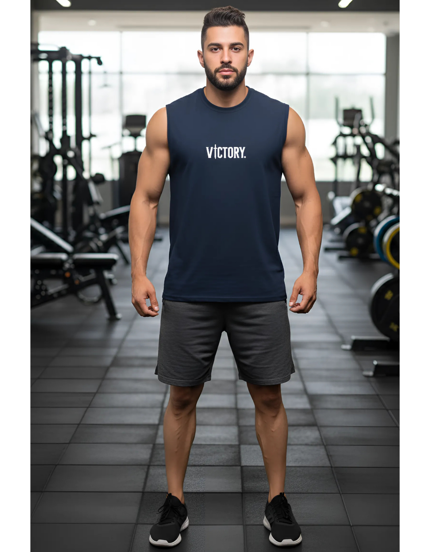 Men’s Sleeveless T-Shirt – Victory Print | 100% Cotton, Regular Fit, Bio Washed