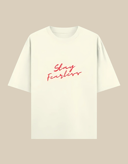 Unisex Oversized Classic T-Shirt – Stay Fearless Print | 240 GSM 100% Cotton, Bio-Washed, Super Combed
