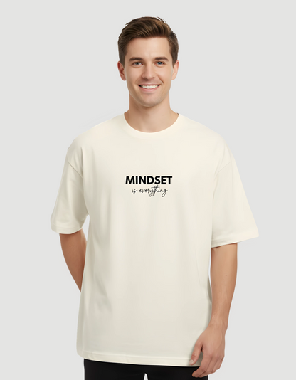 Unisex Terry Oversized Tee – Drop Shoulder, 260 GSM Cotton Blend, “Mindset is Everything” Print