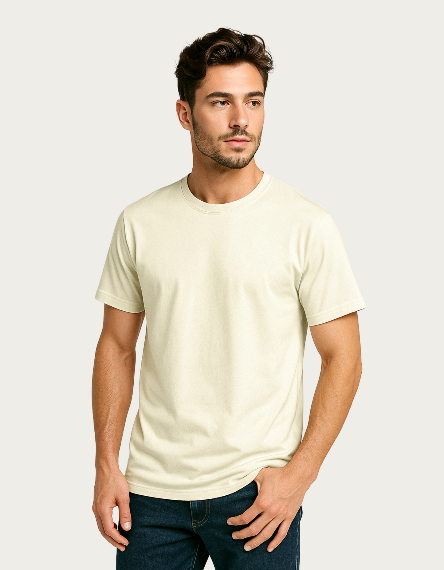 Men’s Classic Crew Neck Plain T-Shirt – 100% Cotton, Regular Fit, Premium Bio-Wash