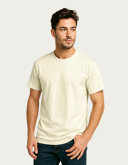 Men’s Classic Crew Neck Plain T-Shirt – 100% Cotton, Regular Fit, Premium Bio-Wash