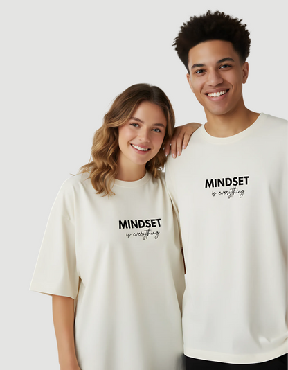 Unisex Terry Oversized Tee – Drop Shoulder, 260 GSM Cotton Blend, “Mindset is Everything” Print