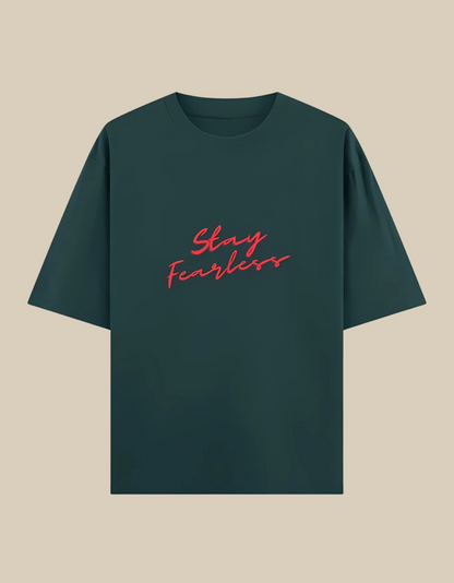 Unisex Oversized Classic T-Shirt – Stay Fearless Print | 240 GSM 100% Cotton, Bio-Washed, Super Combed