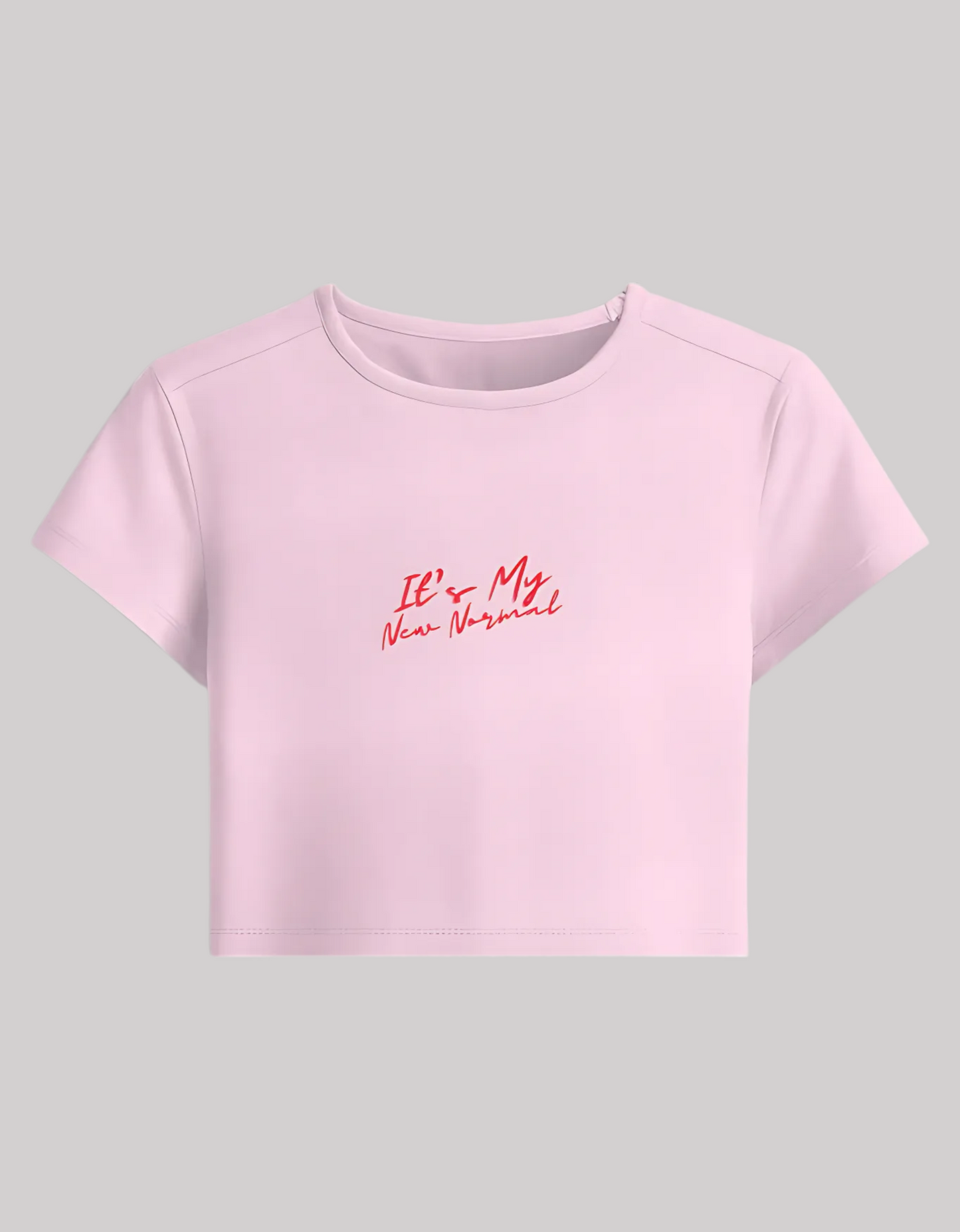 Women’s Baby Tee – “It’s My New Normal” Slogan | Stretchable Fit | 240 GSM Cotton-Spandex | Gen Z Style | Bio-Washed & Pre-Shrunk