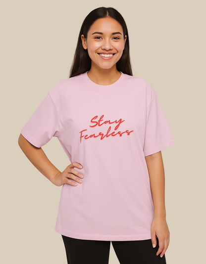 Unisex Oversized Classic T-Shirt – Stay Fearless Print | 240 GSM 100% Cotton, Bio-Washed, Super Combed