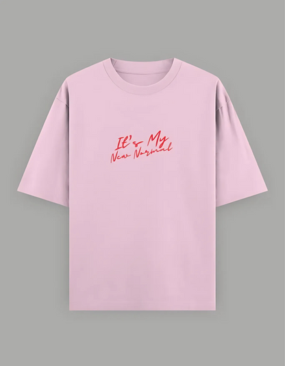 Unisex Oversized T-Shirt – “It’s My New Normal” Slogan Print | 240 GSM | 100% Super Combed Cotton | Bio-Washed | Streetwear Fit