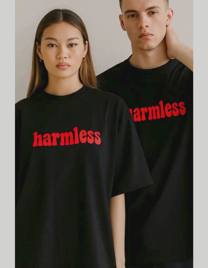 Unisex Terry Oversized Drop Shoulder T-Shirt – "Harmless" Print | 260 GSM Cotton Blend