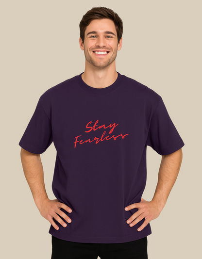 Unisex Oversized Classic T-Shirt – Stay Fearless Print | 240 GSM 100% Cotton, Bio-Washed, Super Combed