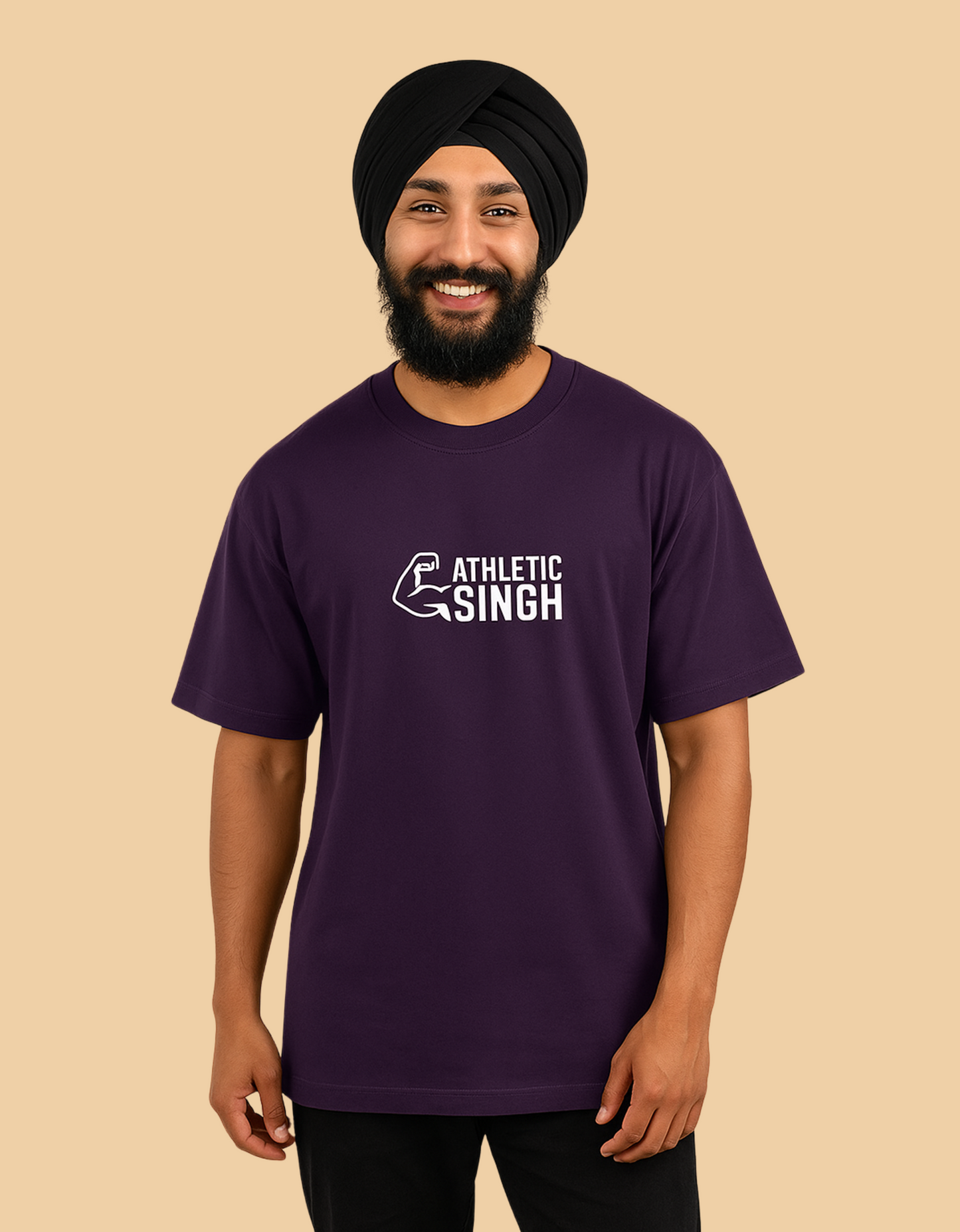 Unisex Oversized Classic T-Shirt | Athletic Singh Printed Design | 240 GSM 100% Cotton Bio-Washed