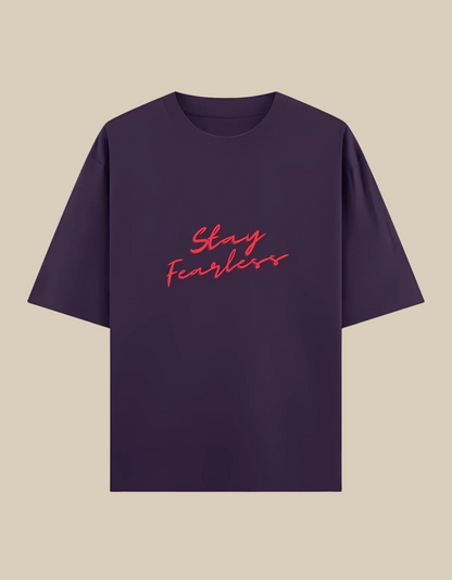 Unisex Oversized Classic T-Shirt – Stay Fearless Print | 240 GSM 100% Cotton, Bio-Washed, Super Combed