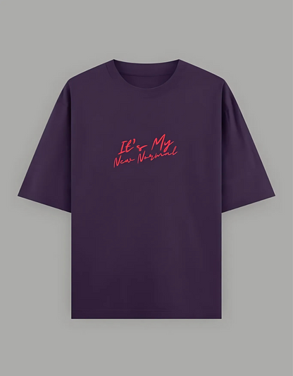 Unisex Oversized T-Shirt – “It’s My New Normal” Slogan Print | 240 GSM | 100% Super Combed Cotton | Bio-Washed | Streetwear Fit