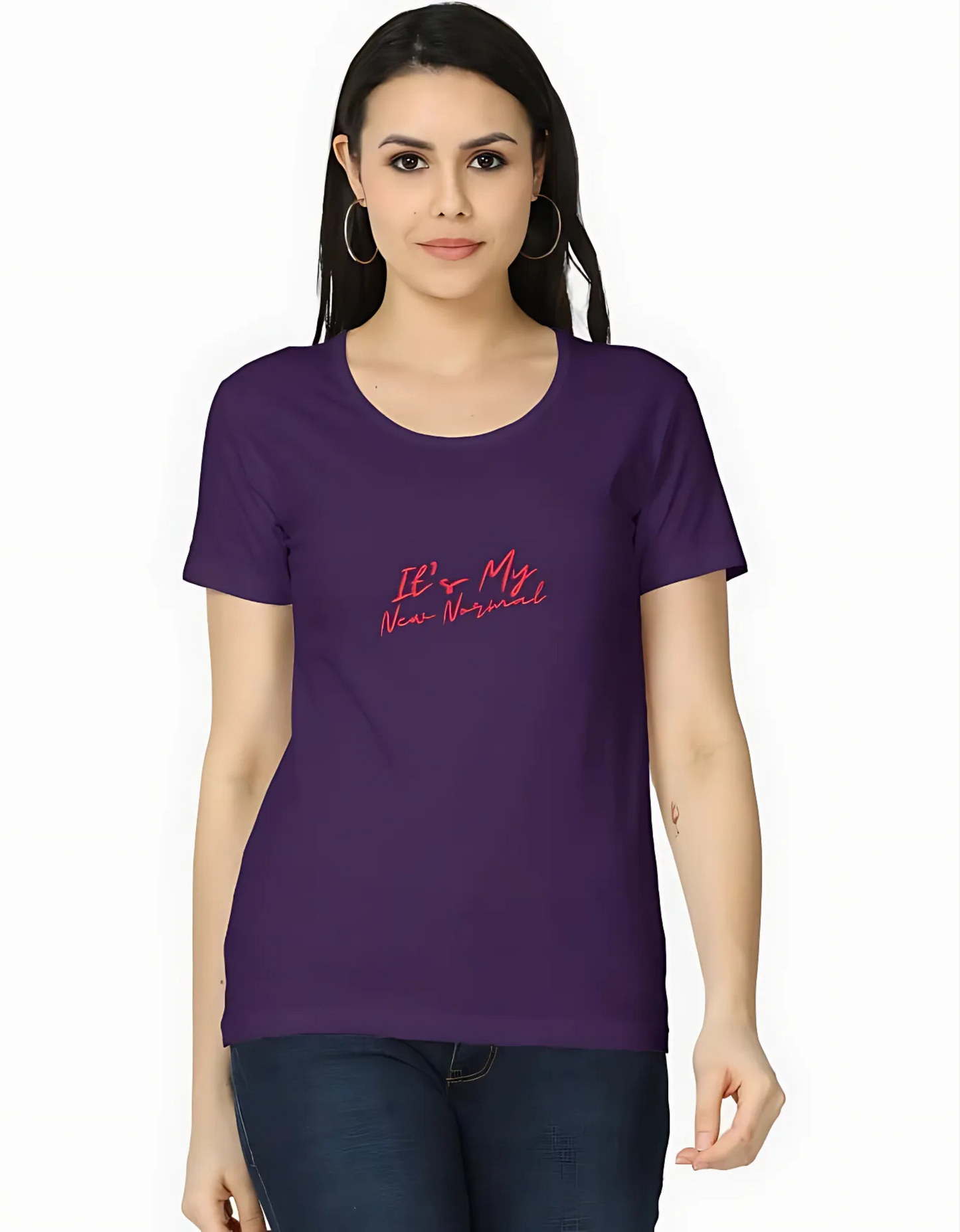 Women’s Classic Black T-Shirt – “It’s My New Normal” Graphic Print | 100% Super Combed Cotton | 180 GSM | Regular Fit