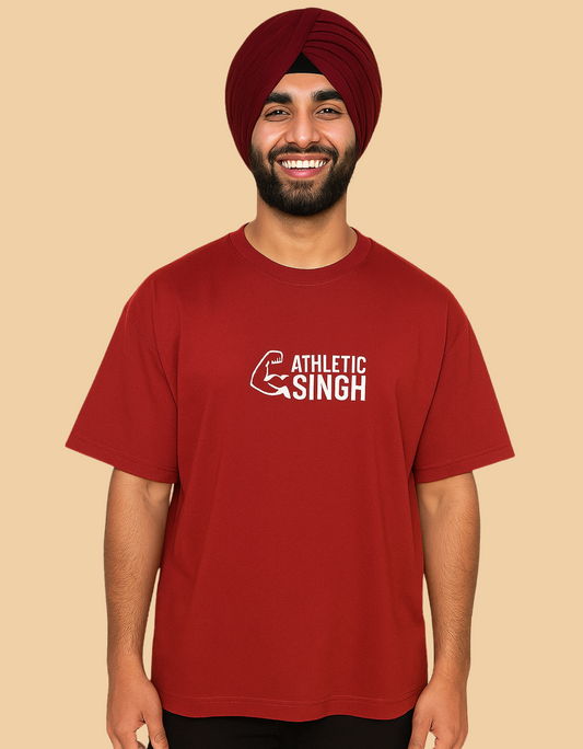 Unisex Oversized Classic T-Shirt | Athletic Singh Printed Design | 240 GSM 100% Cotton Bio-Washed